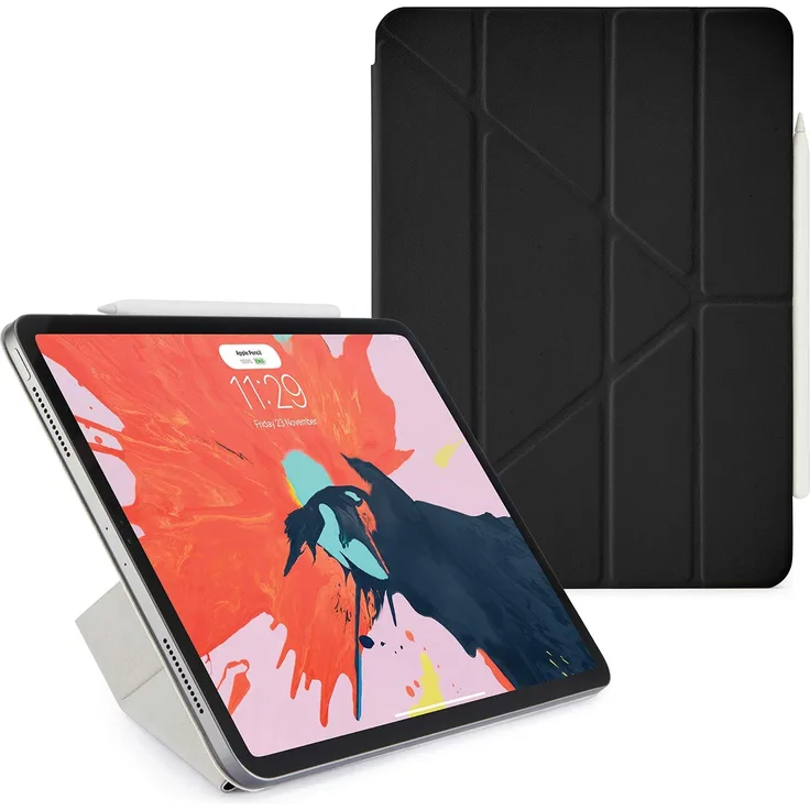 Pipetto Folio Federmäppchen für Apple iPad Pro mit 27,9 cm (11 Zoll), mit Standfunktion, automatische Sleep-Wake-Funktion, Schwarz
