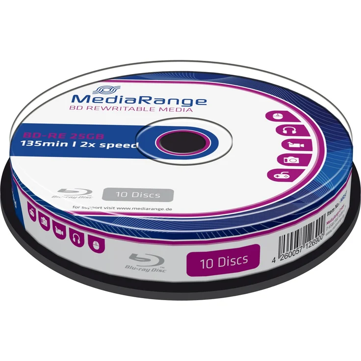 MediaRange MR501 BD-RE Blu-ray Disc (25GB 2 x Speed, wiederbeschreibbar, 10 Stück) – Bild 1