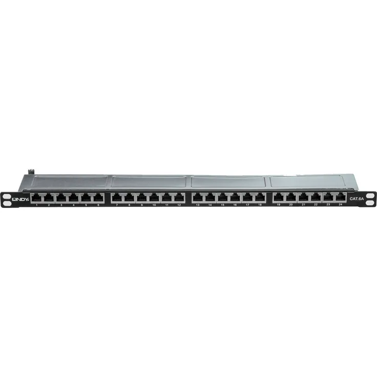 LINDY Cat.6A Patchpanel 24p STP (Klasse EA) 10GE, 1-2 HE Schwarz
