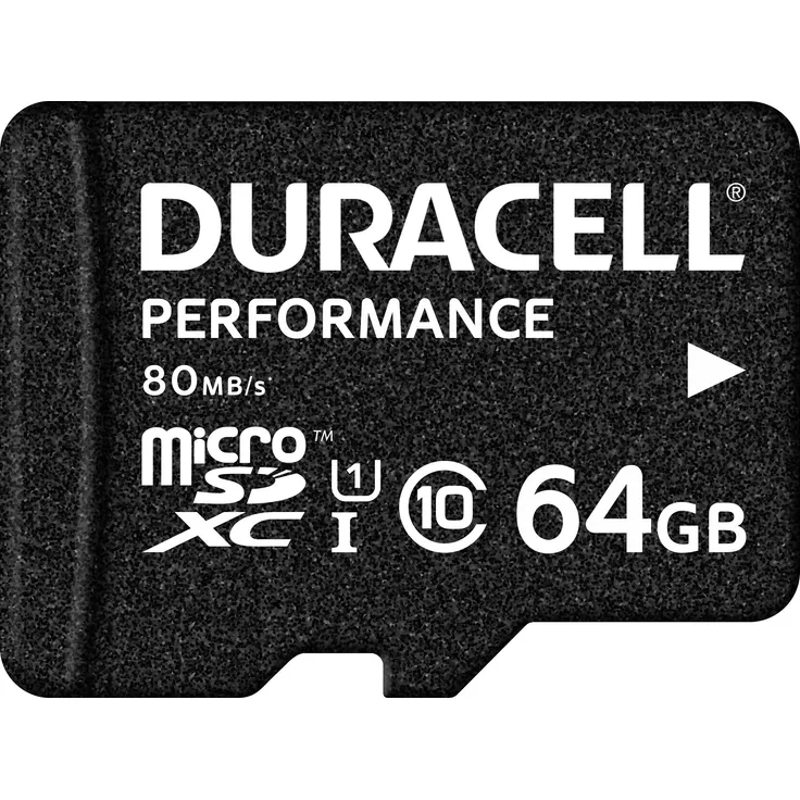 Duracell Performance 64GB microSDXC Class 10 UHS-I Speicherkarte, bis zu 80 MB-Sek