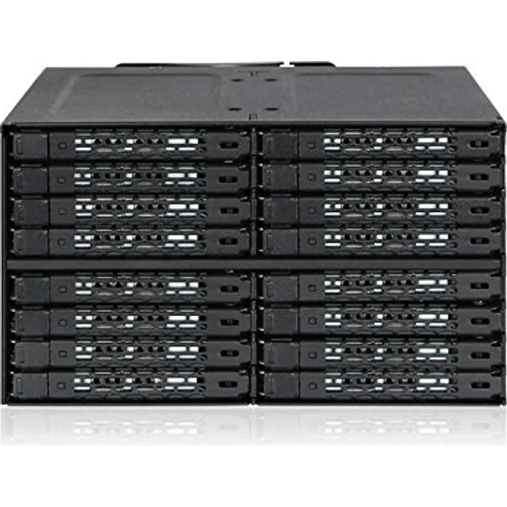 ICY DOCK ToughArmor MB516SP-B - SATA-SAS Hot Swap Wechselrahmen für 16x 2,5 Zoll (6,4cm) SSD-HDD via Mini-SAS HD - Vollmetall
