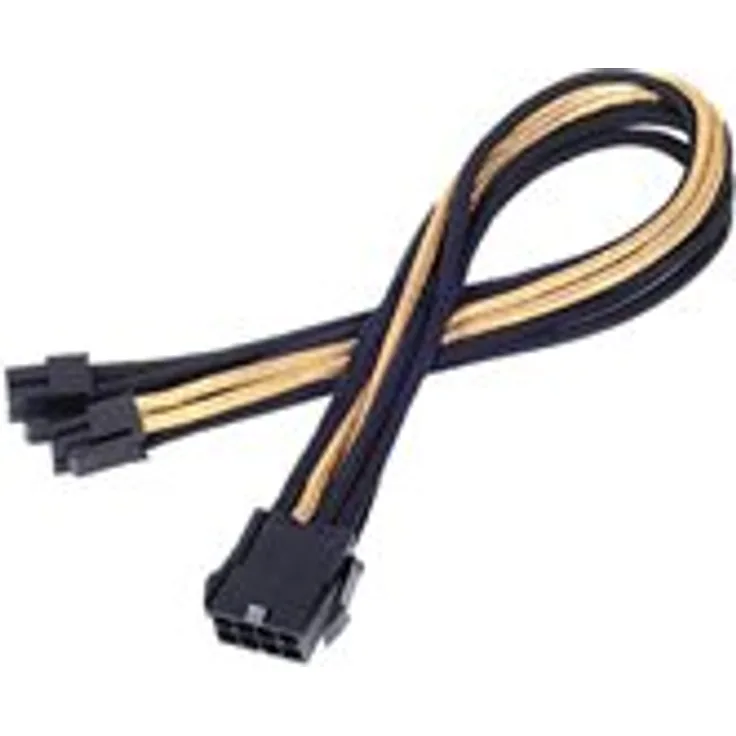 SilverStone SST-PP07-EPS8BG - Netzteil-Verlängerungskabel 30cm EPS 8pin auf EPS-ATX 4+4pin, schwarz-gold
