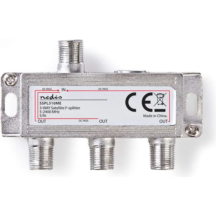 F-Verteiler CATV, Max. 10,5 dB Insertionsverlust, 5-2400 MHz, 3 Ausgänge