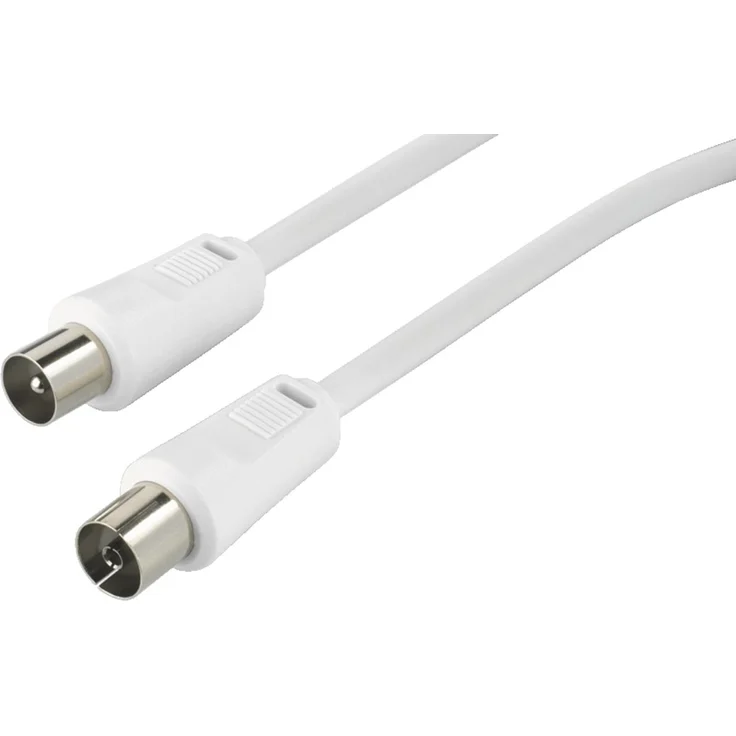 Goobay 11511 Antennenkabel, Vernickelte Koax-Stecker auf Koax-Buchse, Koaxialkabel geeignet für TV, HDTV, Radio, DVB-T2, DVB-S, DVB-S2, DVB-C, L, 2-fach geschirmt, 70 dB, 75 Ohm, 2,5m, weiß