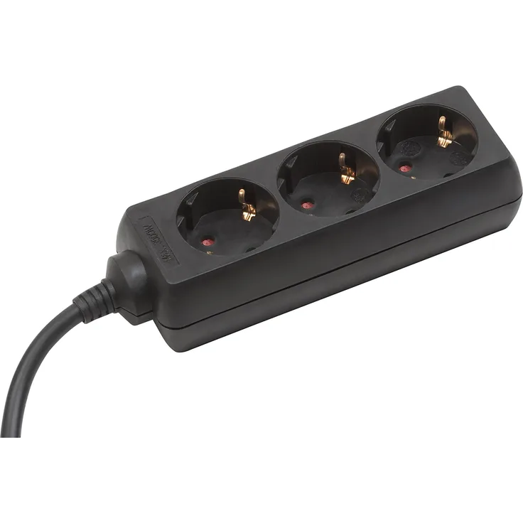Meister Steckdosenleiste 3-fach - 1,4 m Kabel - schwarz - Kunststoffleitung - IP20 Innenbereich - Steckerleiste - Mehrfachsteckdose - Tischsteckdose - Tido 3-fach - 7430020