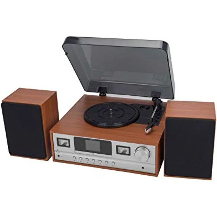 Denver Retro Musik Center mit DAB+, Plattenspieler, Bluetooth MRD-52LIGHTWOOD braun, silber