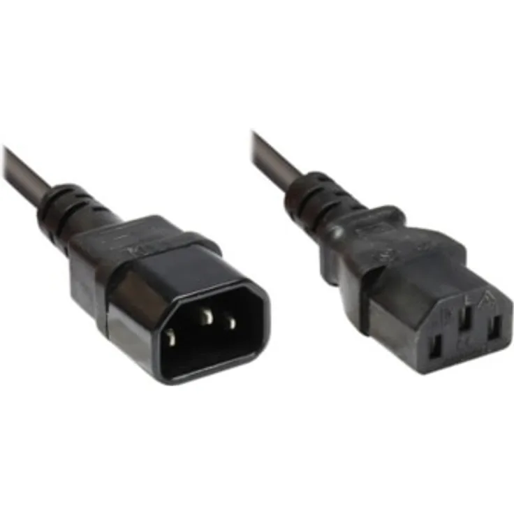 Good Connections Kaltgeräteverlängerung - C14 an C13 - Kaltgeräte-Stecker (gerade) an Kaltgeräte-Buchse (gerade) - schwarz, 2 m