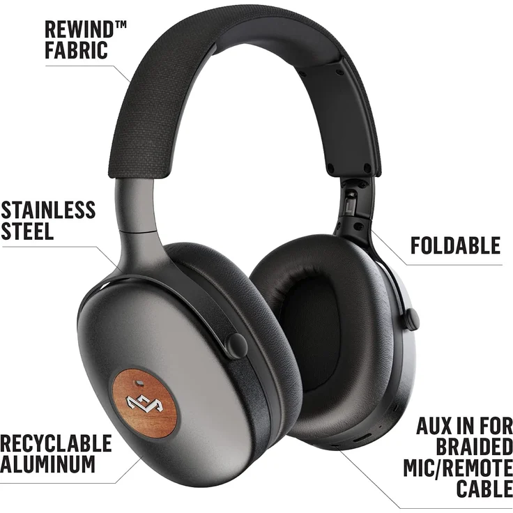 House of Marley Positive Vibration XL ANC schwarz Over-Ear-Kopfhörer mit Noise Cancelling, schwarz – Bild 3