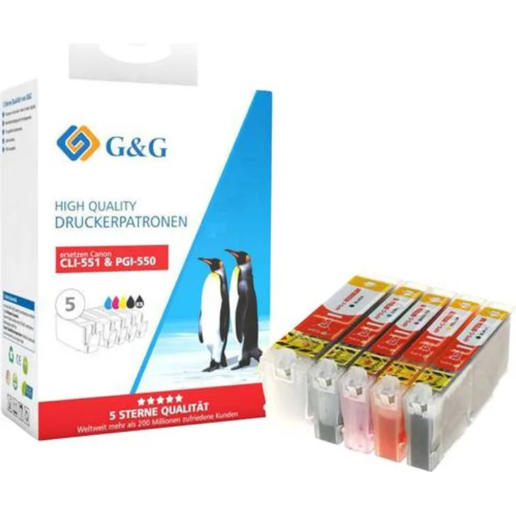 G&G Printing Tinte ersetzt Canon PGI-550 XL, CLI-551 XL Kompatibel Kombi-Pack schwarz, Photo schwarz, cyan, magenta, gelb 14790
