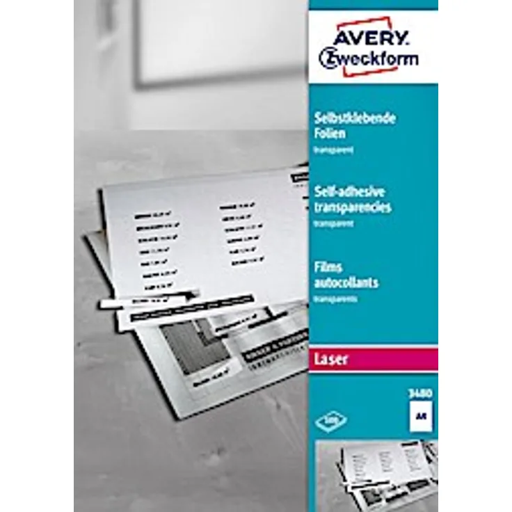 Avery Zweckform Laser+Kopier-Folie A4, selbstklebend 100 Blatt