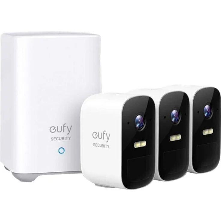 eufy Security eufyCam 2C 3+1, kabellose Überwachungskamera für draußen, 180 Tage Akkuleistung, HD 1080p, IP67 wetterfest, Nachtsicht, Kompatibel mit HomeKit, Drei-Kamera-Set, gebührenfreie Nutzung, Weiß (T88323D2) – Bild 1