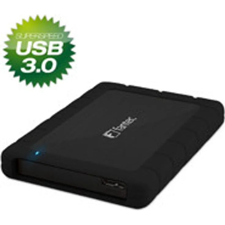 FANTEC Alupro U3 Externes Festplattengehäuse (für 6, 35 cm (2, 5 Zoll) SATA Festplatte oder SSD, USB 3.0 SuperSpeed, Gebürstetes Aluminium Gehäuse, mit elastischer Schutzhüllein aus Silikon) Schwarz