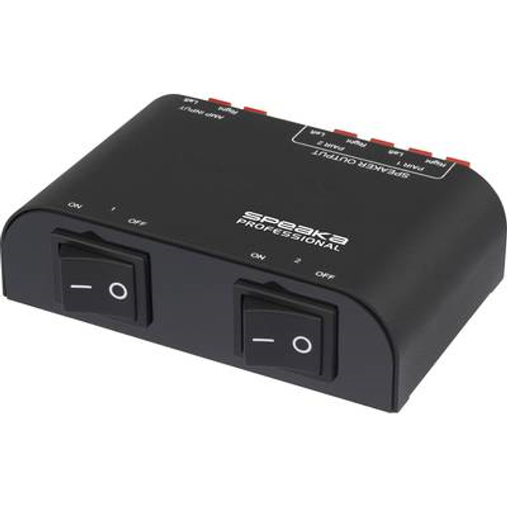 SpeaKa Professional 2 Port Lautsprecher-Umschalter Klemmanschluss Metallgehäuse Schwarz (SP-6518224)