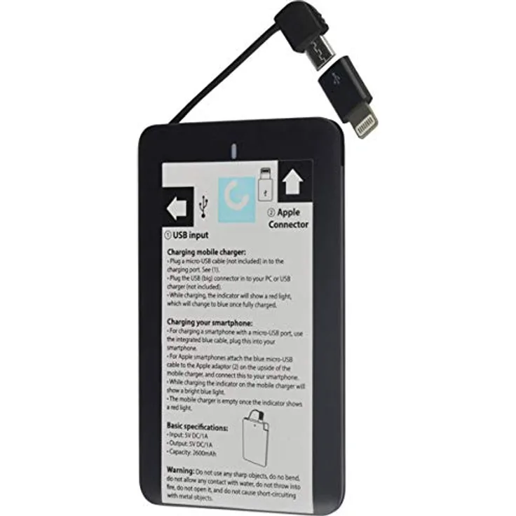 Emporia AXXTRA Flat Powerbank 2600mAH Black (4 Stück) (PB-GNG-B)