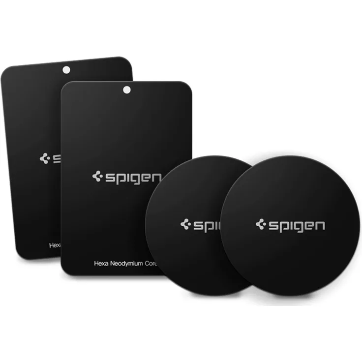 Spigen Kuel [A210] Metallplatten für Magnetische KFZ Handyhalterung mit 3M Kleber - 4er Pack (2 Runde 2 Rechteckige)