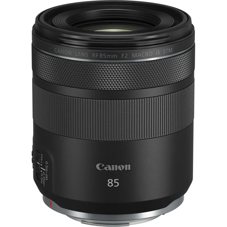 Canon Objektiv RF 85mm F2 - Macro IS STM - Porträtobjektiv für EOS R Serie (Festbrennweite, extreme Detailaufnahmen, 5-Stufen optischer Bildstabilisator, 500g, kompakt), schwarz