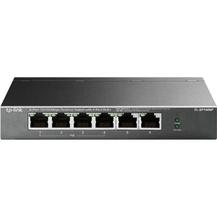TP-Link TL-SF1006P 6-Port 10/100Mbps (4x PoE+) Switch, schwarz