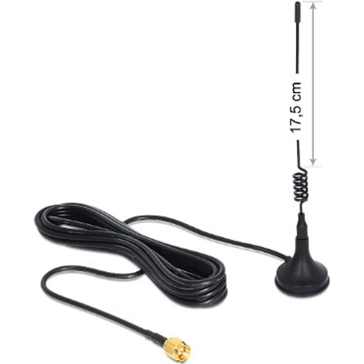 DELOCK Antenne GSM UMTS SMA 3 dBi Omni starr schwarz Standfus 2m