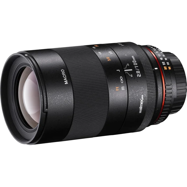 Walimex Pro 100mm 1:2,8 Makro DSLR-Objektiv für Nikon AE (manueller Fokus, für Vollformat Sensor gerechnet, IF, Filterduchmesser 67mm, mit abnehmbarer Gegenlichtblende)