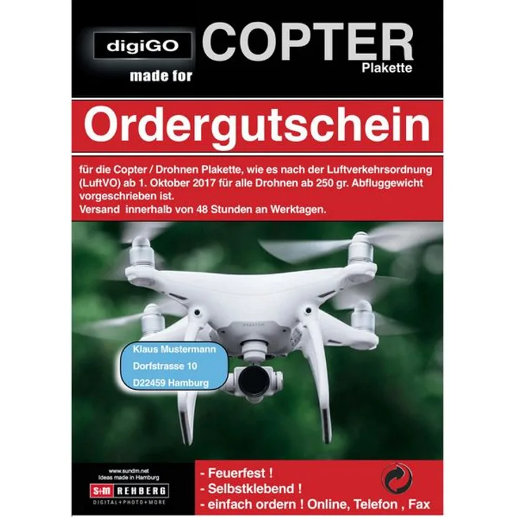 digiGO Copter-Drohnen Plakette-Gutschein, 25 x 12 mm