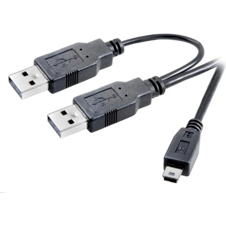 Vivanco USB 2.0 Y-Verbindungskabel für Datenübertragung und Stromversorgung externer Festplatten mit mini USB Anschluss, 1,0m