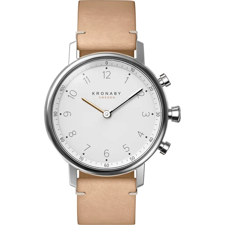 KRONABY Nord Connected Watch A1000-0712 Hybrid-Smartwatch Unisex, Einheitsgröße, Edelstahlgehäuse, Silber/Hellbraun