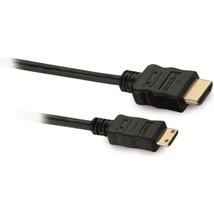 HDSupply HC050-050E High Speed Mini HDMI Kabel mit Ethernet, HDMI-A Stecker (19-polig) auf HDMI-C Stecker (19-polig), 2-fach geschirmt, vergoldete Kontakte, 5,0m, schwarz