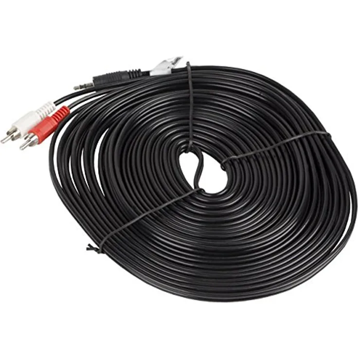 lanberg CA-MJRC-10CC-0100-BK Klinkenstecker auf 2X RCA Stecker Stereo-Audiokabel, 10m schwarz