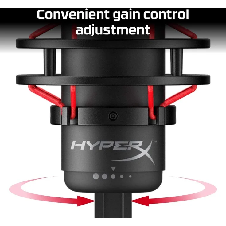 HyperX HX-MICQC-BK QuadCast - Standalone Mikrofon mit umfangreichen Funktionen für Streamer, Gamer und Podcaster rot, schwarz – Bild 5