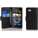 cadorabo Hülle für HTC DESIRE 600 in OXID SCHWARZ Handyhülle aus strukturiertem Polyurethan mit Standfunktion und Kartenfach Case Cover Schutzhülle Etui Tasche Book Klapp Style