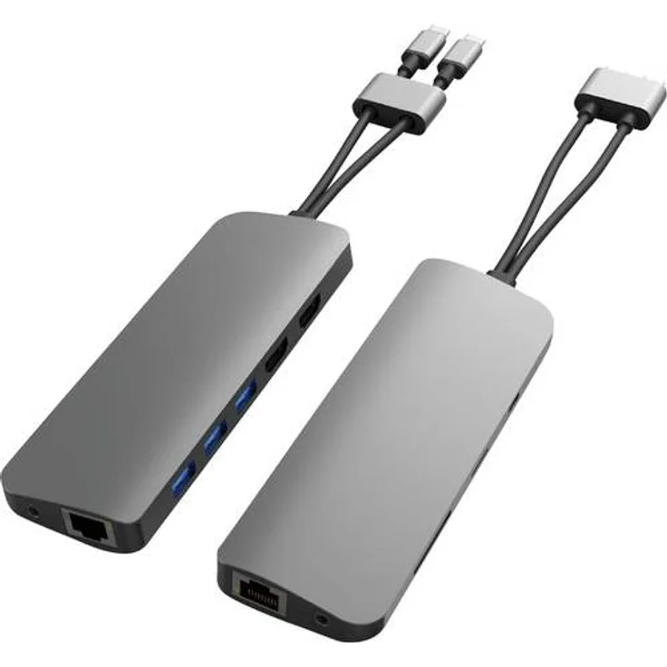 HyperDrive HD392-GRAY USB-C (USB 3.2 Gen 2) Multiport Hub Ultra HD-fähig, mit eingebautem SD-Kartenleser, mit USB-C Stecker, mit