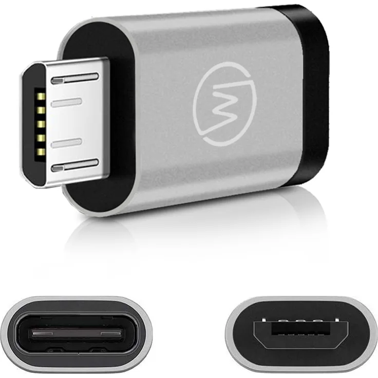 Wicked Chili MicroUSB auf USB C Adapter für Kartenlesegerät - Aluadapter mit Typ C Buchse und Micro-USB-Stecker für OTG Handy-Tablet für Bilder-, Video- und Datenübertragung (ohne Ladefunktion)