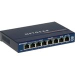 NETGEAR GS108GE 8 Port Gigabit Ethernet LAN Switch (Netzwerk Switch, Plug-and-Play LAN Verteiler, Hub energieffizient, LAN Splitter lüfterlos, robustes Metallgehäuse, ProSAFE Lifetime-)