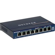 Bild für NETGEAR GS108GE 8 Port Gigabit Ethernet LAN Switch (Netzwerk Switch, Plug-and-Play LAN Verteiler, Hub energieffizient, LAN Splitter lüfterlos, robustes Metallgehäuse, ProSAFE Lifetime-)