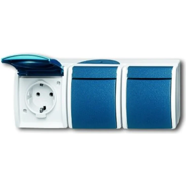 Busch-Jaeger 2300-3EW-53 SCHUKO Steckdose 3fach grau-blaugrün 2300-3 EW-53 – Bild 1