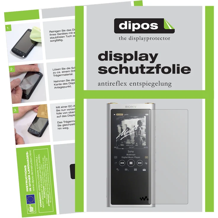 Sony NW-ZX300 (MP3-Player) Schutzfolie - 2x dipos Displayschutzfolie Folie matt – Bild 1