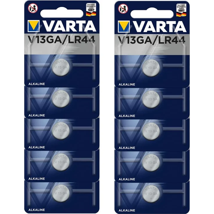 VARTA V13GA-LR44 Alkaline Knopfzellen Batterie in Original Blisterverpackung, 10er Pack – Bild 1