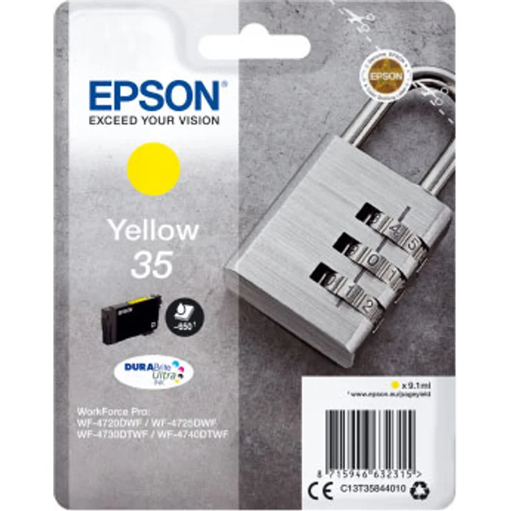 Epson Original 35 Tinte Schloss (WF-4720DWF WF-4725DWF WF-4730DTWF WF-4740DTWF) gelb – Bild 1