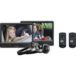 Lenco Tragbarer DVD-Player DVP-1045 Doppel DVD-Player Set - 2 x 9 Zoll Bildschirm - minimal 4 Stunden Akkulaufzeit - 2 Kopfhörer - 2 Fernbedienungen - 2 Befestigungen - Schwarz