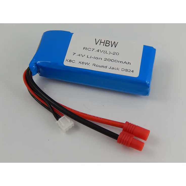 vhbw Li-Polymer Akku 2000mAh (7.4V) passend für Drohne, Multicopter, Quadrocopter Syma Round Jack DS24, X8C, X8W