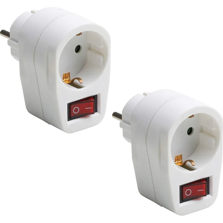 Meister Zwischenstecker 1-fach - 2 Stück im Set - Mit Schuko-Steckplatz - Beleuchteter Schalter - weiß - IP20 Innenbereich - Stromsparende Nutzung - Steckdosenadapter - Schukostecker - 7445050