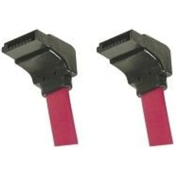 SATA Kabel, 7pol SATA St. / 7pol SATA St., nach unten abgewinkelt, mit Verriegelung, ca. 0,5 m, rot Kompatibel mit SATA, SATA II und SATA III (6 Gbps) (147691)