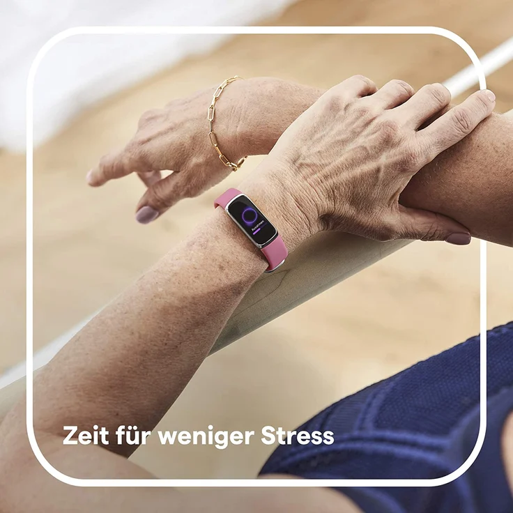 Fitbit Luxe Fitness-Tracker GPS, Damen, Einheitsgröße, Edelstahlgehäuse, Silikonarmband, Orchidee/Platin – Bild 5