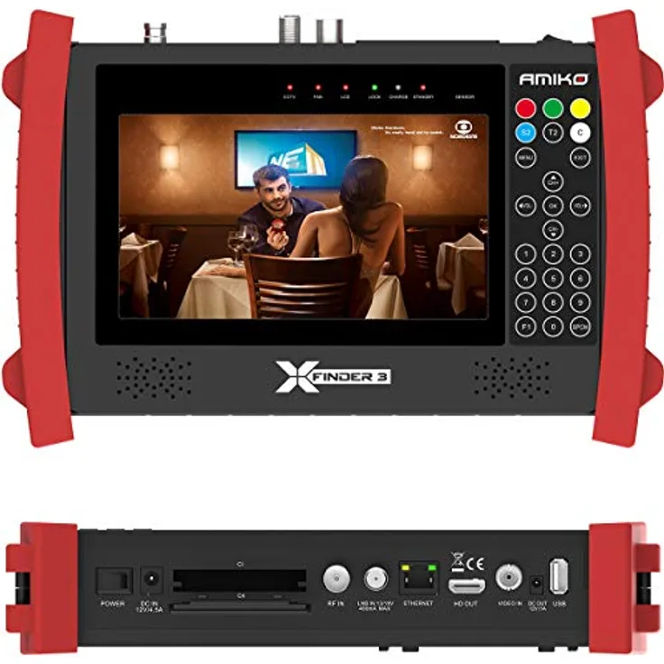 Amiko X-Finder 3 HD DVB-S/S2 + C/T/T2 Satfinder LCD Display Messgerät Akku