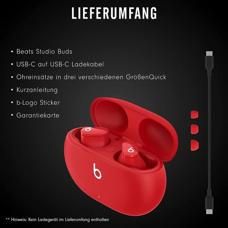 Beats By Dre Studio Buds In-Ear-Kopfhörer, True-Wireless, IPX4, rot – Bild 9