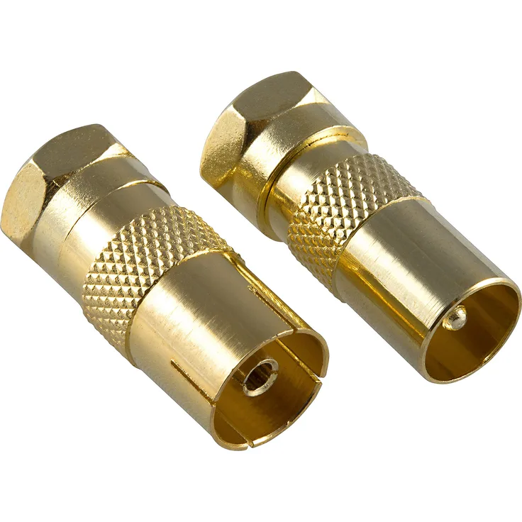 Poppstar 2x SAT Adapter Koax Antenne (1x F-Stecker auf IEC Antennenstecker, 1x auf Antennenbuchse), Coax Kupplung für Koaxialkabel - Antennenkabel, vergoldet