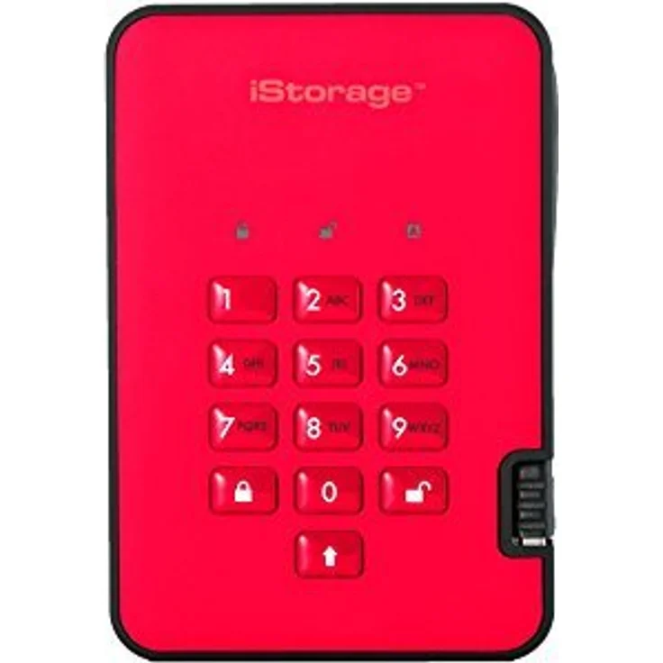 iStorage IS-DA2-256-SSD-2000-R 2TB diskAshur2 256-bit USB 3.1 Tragbares SSD-Laufwerk mit Hardwareverschlüsselung - Feuerrot – Bild 1