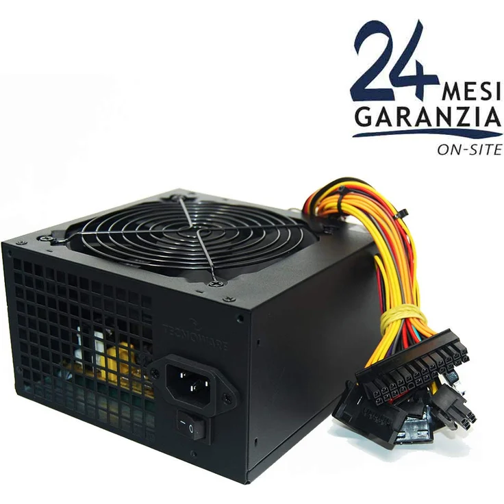 Tecnoware Free Silent Netzteil ATX 650 W Real PC Lüfter 12 cm 3 x SATA 1 x 24 polig 1 x 12 V 4 + 4 Pole, 3 x Molex, 1 x Floppy, Einzelpackung – Bild 1