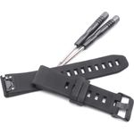 VHBW Silikon Ersatz Armband schwarz 12,6 + 9,5cm passend für Smartwatch Fitness-Tracker Garmin Approach S60