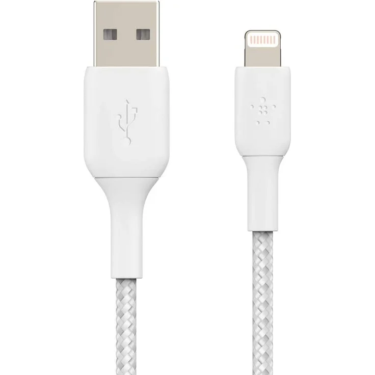 Belkin Lightning Lade/Sync Kabel ummantelt, 1 m, weiß – Bild 1